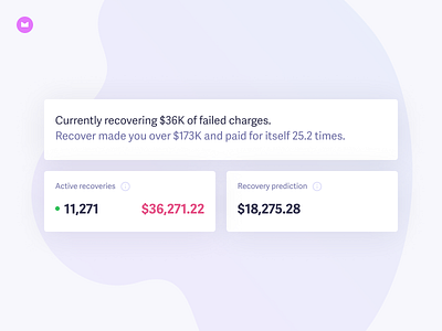 Recover 3.0 · Overview analytics baremetrics card chart recover ui widget