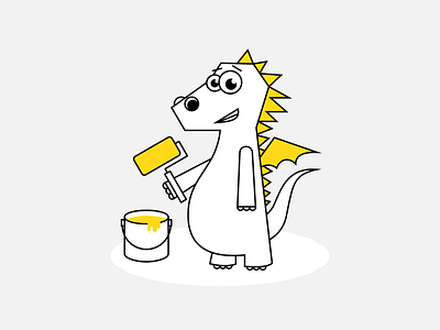Dragon Painter bw cartoon dragon illustration sketch