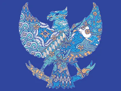 garuda batik illustration bali batik culture design floral illustration indonesia java ornament ornaments vector