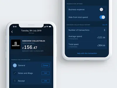 Transaction Screen banking banking app buttons header interface iphonex task toggle switch transaction ui user interface
