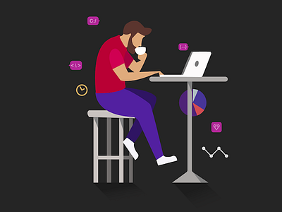 Solve artwork character dark theme graphic design hackthon illustration minimal problem solving vector visual art