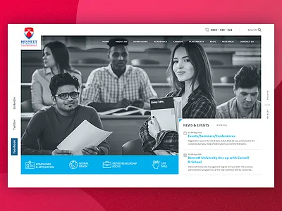 Bennett University Website Design clean creative color concept design education flat header landing layout page school ui uiux university website
