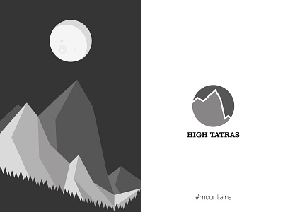 High Tatras clean design flat illustration illustrator logo minimal moon mountain mountains nature outdoor tatras vector