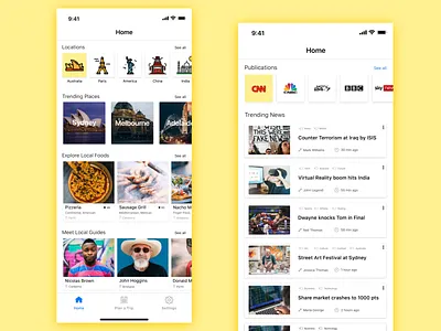 A News and Travel Application Concept Shot apple homescreen ios minimalism mobile app design mobile design mobile ui news app newsfeed travel app