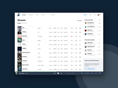 Digital DJ Pool - Music stream clean design desktop digital dj like minimal music music player play playlist product design ui ux ux ui website