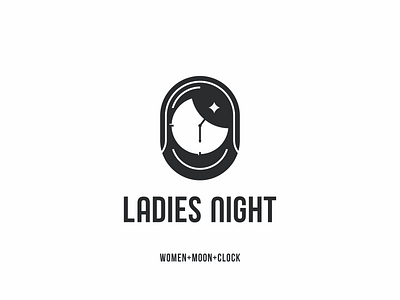 Ladies Night bar clock design hawk logo minimalist modern monogram moon night nightclub simple women