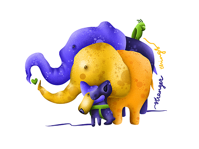 Parrot affinity designer art cartoon art character design dog drawing elephant illustration love parrot