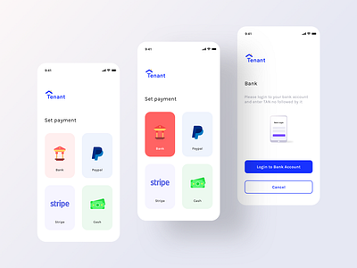 Set payment + Bank account bank bank app cash ios iphone landlord login mobile mobile ui neel pay payment paypal prakhar sharma stripes tenant transaction withdraw