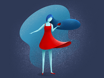 Bird bird character draw emotional girl illustration