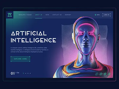 Futuristic Concept blue dark dots future futuristic green minimal neon pink robot robots ui web