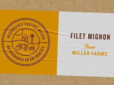 Sun Basket Beef Label badge box brand brand identity branding farm icon illustration label logo packaging print typography