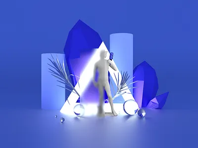 Ice cream 3d 3d art 3dillustration blender blender3d blue clean design icecream monochrom