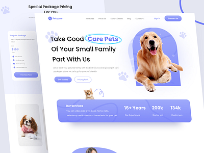 Petspaw - Petcare Landing Page cats color dekstop design digital dog landing page pet pet care pet shop ui ui ux website