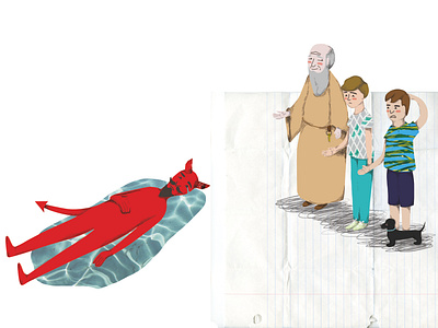 Sad devil crying children book illustration childrens book childrens illustration collage digital illustration illustration