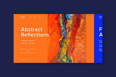 Exhibition promo site concept abstract art artwork colors design exhibition gallery interaction interaction design interface landing page modern orange promo ui ux web web design website