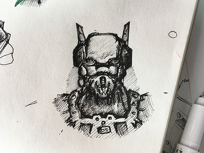 Random sketch android artwork drawing head helmet liner robot sketch