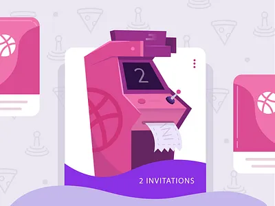 2 Dribbble Invitations arcade arcade game arcade machine cards dribbble icons invitation invites mobile tickets ui ux uxui videogame watermark