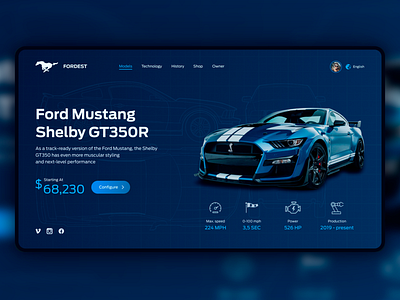 Mustang 2k19 - Concept of Landing Page car first screen ford ford mustang inspiration landing page muscle car speed uidesign uiuxdesign webdesign website