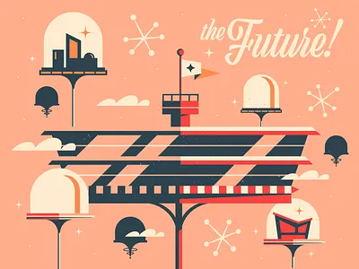 The Future branding building design illustration illustrator jetson lettering retro seattle space needle typography vector