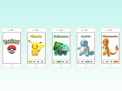 Pokemon Game figma game design illustrator invision mobile ui principle sketch