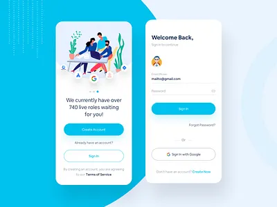 Find Your Job app application google hire illustration interface job job application job board job listing jobs login mobile design moslim moslimuddin muslim onboarding signin signup uxdesign