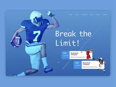Sports Landing Page break design football illustration interface design ios limit page rugby screen design soccer sport ui ui ux ux ux process web