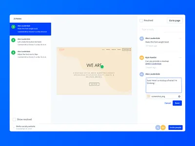 Volley project page button clean app clean ui comments designer app desktop edit extension feedback list members notifications product designer prototype saas share ui volley web app web app design