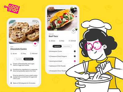 Coolinar | Recipe Mobile App adobe adobe illustrator adobe photoshop adobe xd app branding cook cooking design illustration illustrator ios logo mobile recipe app ui undraw ux