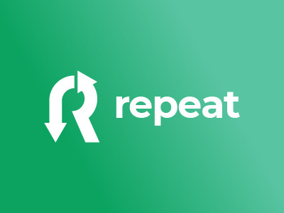R for repeat logo concept for sale branding flat icon logo typography
