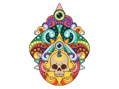 Divinité (@mpgautheron) 2d adobe illustrator art dots illustration illustrator mpgautheron skull vector