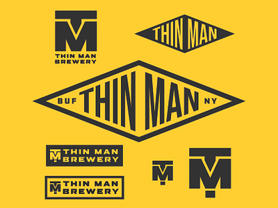 Thin Man Brewery - Buffalo Breweries badge beer brewery brewing buffalo logo retro thick lines