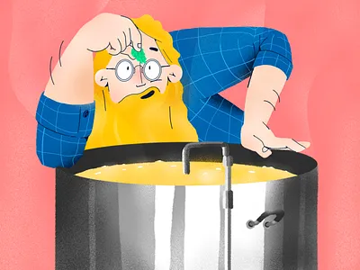 Home brewer ale beer character illustration ipa ipad label