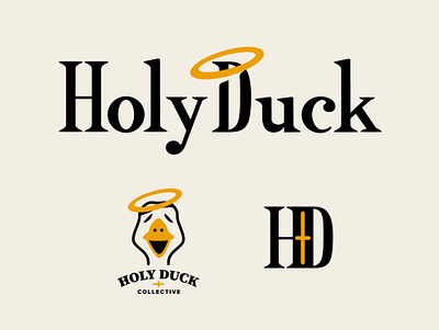 Holy Duck design duck halo holy illustration lettering logo logo system mascot monogram