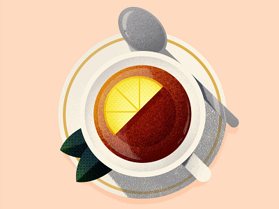 And thats the tea - Day #201 cute illustraion lemon pink simple tea tea party teacup texture vector