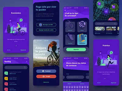 Dark app concept adventure app dark cards dark dashboard financial form location login mobile map onboarding price