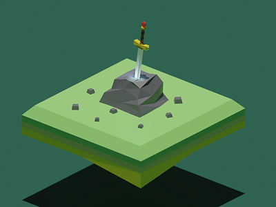 Stuck 3d blender grass illustration illustration art low poly lowpoly stone sword