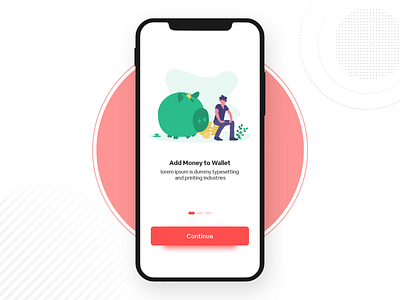 Wallet Introduction UI illustration iphone minimal money onboarding onboarding ui payment payment app red simple walktrough wallet walletapp watercolor