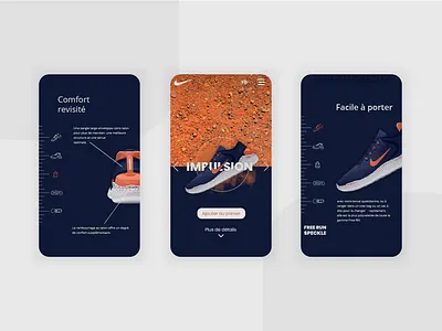 Nike website : mobile version app app icon basket blue design mobile nike orange product page shoes slider ui uidesign