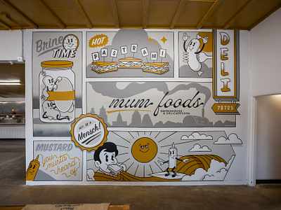 Mum Foods Mural bbq deli graphic design hand painted illustration mural painted restaurant restaurant branding restaurant mural