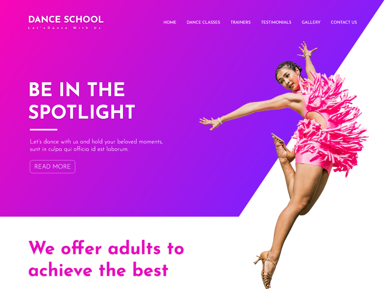 Dance Website UI by Faisal Rahman on Dribbble