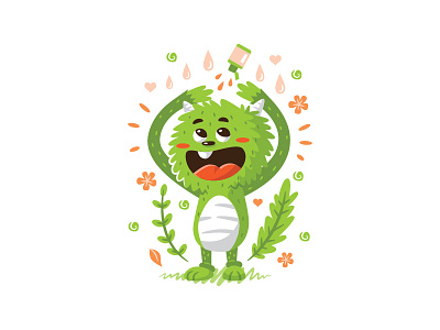 Green Oil Moster Illustration adobe animal baby branding character design graphic graphicdesign green illustration illustrator kids mascot monster natural nature oil product shampoo vector