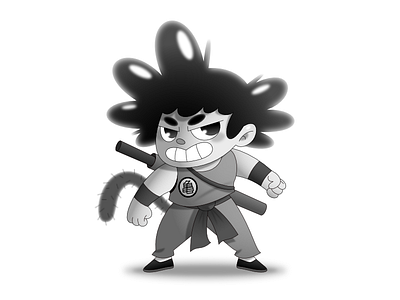 Sangoku affinitydesigner blackandwhite cartoon character gradient illustration vector