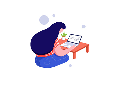 Browsing browsing girl illustration illustrator laptop learning photoshop ui ux vector woman