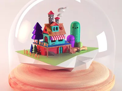 Little house 3d 3dhouse cinema4d concept art forest house house illustration illustration nice toy trees wood