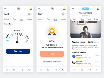 Edcuotion App adobexd education app exam app muzil profile result app test test app ui profile uidesign vector