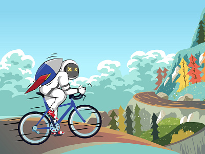 Rocket man illustration attractive blue clean cool design design designer digital drawing graphic designer illustration agency illustration design man mountain illustration rocket rockets sky storytelling vector
