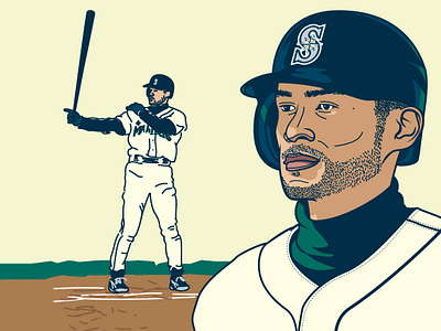 Ichiro Suzuki baseball ichiro ichirosuzuki illustration mlb portrait seattle seattlemariners vector