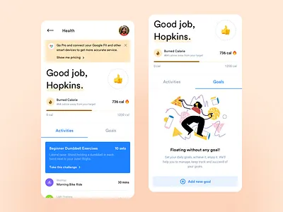 Fitness App android app app clean design design figmadesign health and fitness illustration minimal trend ui