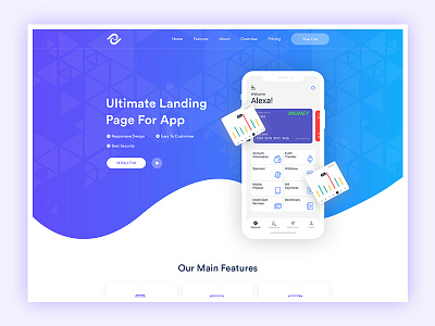 App Landing Page Design app app landing page clean ui creative design landing page modern saas software startup ui