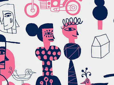 Unstructured Time bird folk handdrawn illustration nate williams